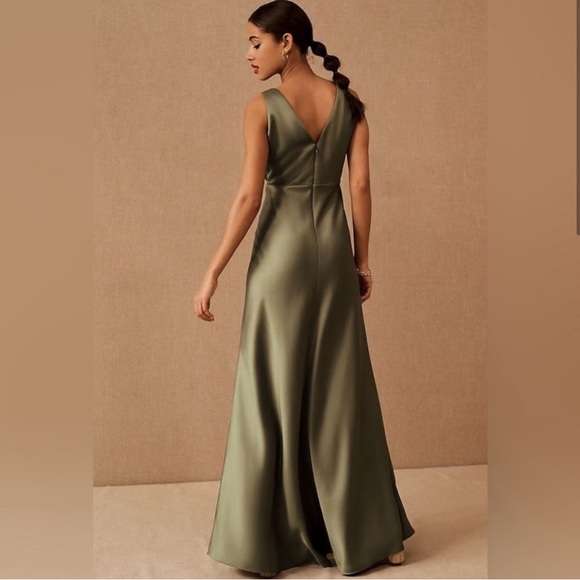 BHLDN Beckett Satin Dress — Green - Picture 2 of 10